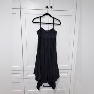 Elegant Black Asymmetrical Spaghetti Strap Dress